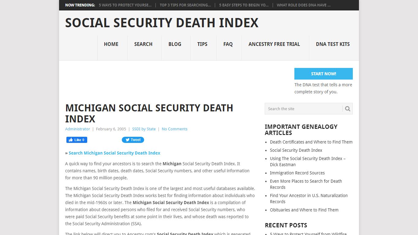 Michigan Social Security Death Index